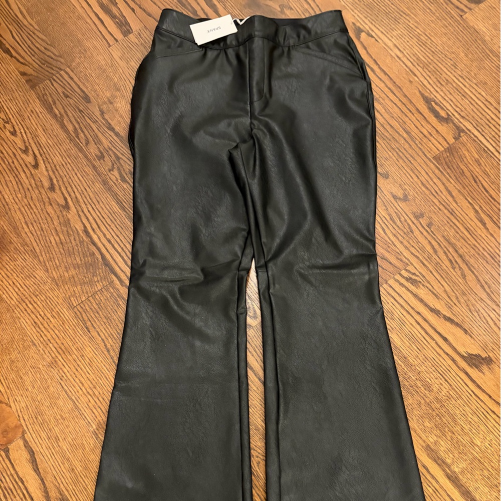 Spanx Black Faux Leather Flared Pants